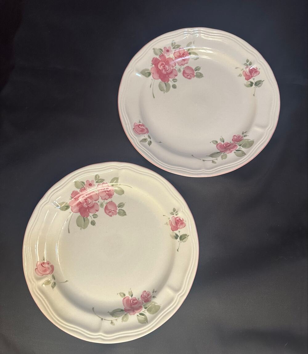 Vintage Gibson Designs Roseland Dinner Plates, Discontinued Stoneware- 2 PC Set